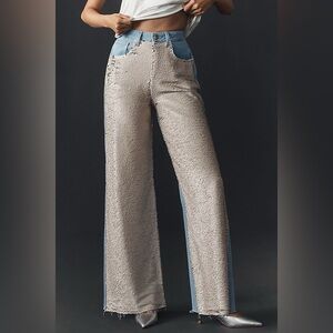 NWT. Anthropologie Pilcro Sequin Skater Wide Leg Jeans. NEW